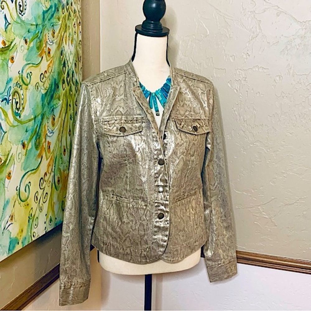 Dana Buchman Metallic Snakeskin Lightweight Jacket EUC Size 6